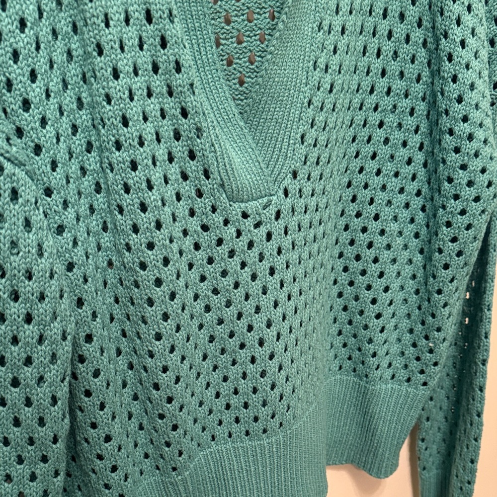 Beach Riot Turquoise V-Neck Sweater - Picture 3 of 7